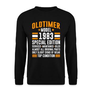 1983 Oldtimer alle Teile original 40 Jahre - Unisex Pullover - Schwarz - Vorne - Alina (178cm) & Michal (187cm)