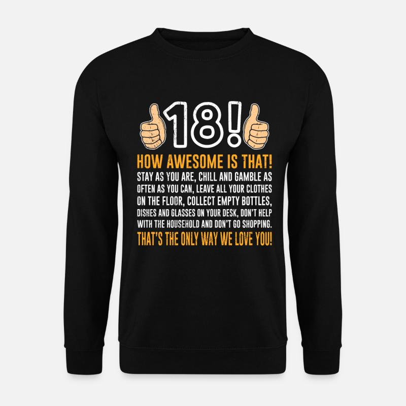 18 ans garçon 18e anniversaire - Sweat-shirt Unisexe - noir