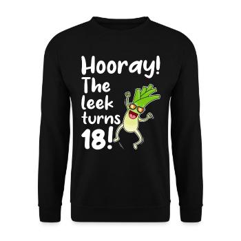 Hurray the leek turns 18 - Unisex Sweatshirt - black - Front - Alina (178cm) & Michal (187cm)