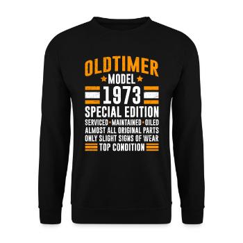 Oldtimer 1973 alle Teile original 50. Geburtstag - Unisex Pullover - Schwarz - Vorne - Alina (178cm) & Michal (187cm)