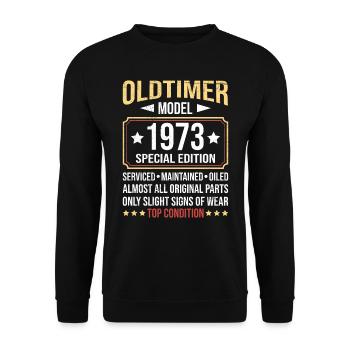 Oldtimer 1973 alle Teile original 50. Geburtstag - Unisex Pullover - Schwarz - Vorne - Alina (178cm) & Michal (187cm)