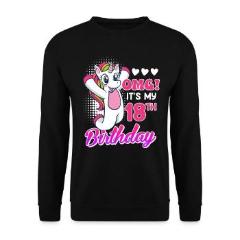 18 ans fille 18ème anniversaire licorne - Sweat-shirt Unisexe - noir - Devant - Alina (178cm) & Michal (187cm)