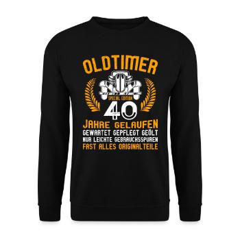 Oldtimer 50e anniversaire 40 ans - Sweat-shirt Unisexe - noir - Devant - Alina (178cm) & Michal (187cm)
