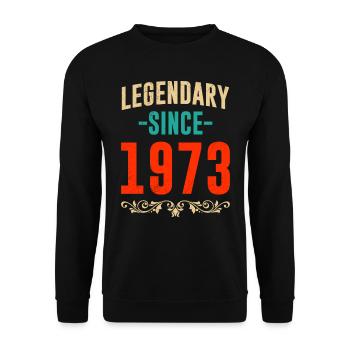 Legendär seit 1973 50 Jahre 50. Geburtstag - Unisex Pullover - Schwarz - Vorne - Alina (178cm) & Michal (187cm)