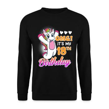 18 ans fille 18ème anniversaire licorne - Sweat-shirt Unisexe - noir - Devant - Alina (178cm) & Michal (187cm)
