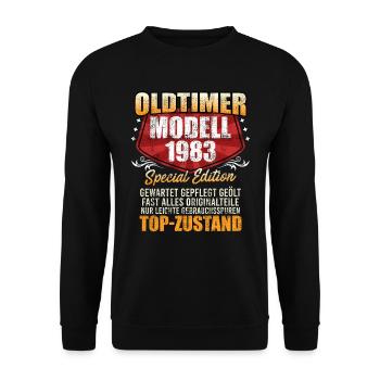 Oldtimer Modell 1983 40 Jahre 40. Geburtstag - Unisex Pullover - Schwarz - Vorne - Alina (178cm) & Michal (187cm)
