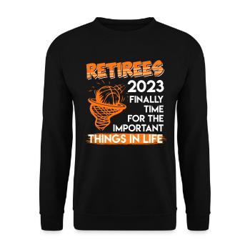 Rentner 2023 Basketballer Basketball Pensionierung - Unisex Pullover - Schwarz - Vorne - Alina (178cm) & Michal (187cm)
