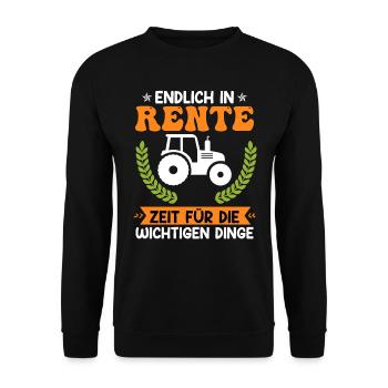 Landwirt in Rente Bauernhof Rentner Traktor - Unisex Pullover - Schwarz - Vorne - Alina (178cm) & Michal (187cm)