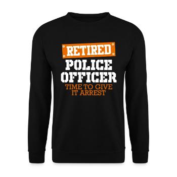 Polizei Offizier in Rente Polizist Pension - Unisex Pullover - Schwarz - Vorne - Alina (178cm) & Michal (187cm)