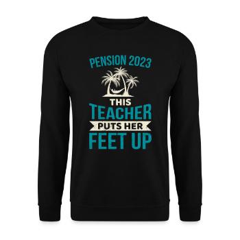 Pension 2023 this teacher puts her feet up - Unisex Sweatshirt - black - Front - Alina (178cm) & Michal (187cm)