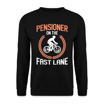 Pensioners in the fast lane Road cyclists - Unisex Sweatshirt - black - Front - Alina (178cm) & Michal (187cm)