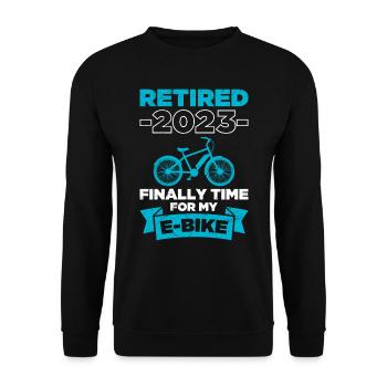 Retraités 2023 - enfin l’heure de mon vélo électrique - Sweat-shirt Unisexe - noir - Devant - Alina (178cm) & Michal (187cm)