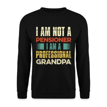 Kein Rentner - professioneller Opa - Unisex Pullover - Schwarz - Vorne - Alina (178cm) & Michal (187cm)