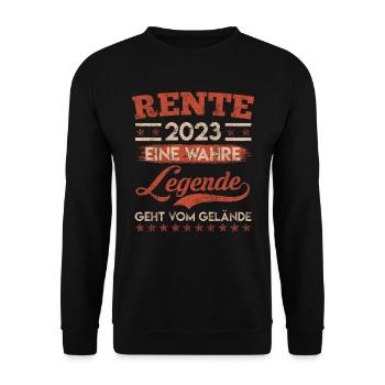 Rente 2023 eine Legende verlässt das Gelände - Unisex Pullover - Schwarz - Vorne - Alina (178cm) & Michal (187cm)