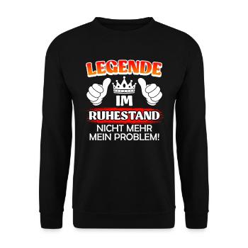 Ruhestand 2023 Legende in Rente - Unisex Pullover - Schwarz - Vorne - Alina (178cm) & Michal (187cm)
