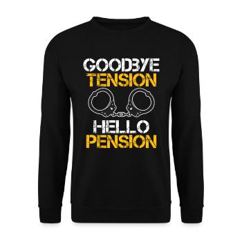 Rente 2023 Goodbye Tension Hello Pension - Unisex Sweatshirt - black - Front - Alina (178cm) & Michal (187cm)