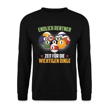 Rentner Billiard Billard Renteneintritt - Unisex Pullover - Schwarz - Vorne - Alina (178cm) & Michal (187cm)