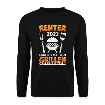 Rentner 2023 endlich zeit zum grillen - Unisex Pullover - Schwarz - Vorne - Alina (178cm) & Michal (187cm)