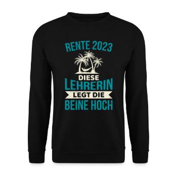 Rente 2023 diese Lehrerin legt die Beine Hoch - Unisex Pullover - Schwarz - Vorne - Alina (178cm) & Michal (187cm)