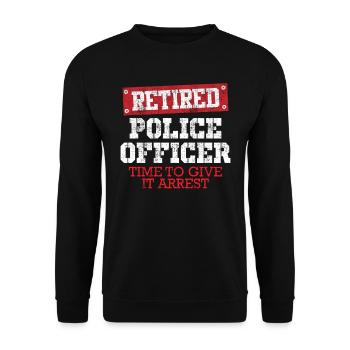 Polizei Offizier in Rente Polizist Pension - Unisex Pullover - Schwarz - Vorne - Alina (178cm) & Michal (187cm)