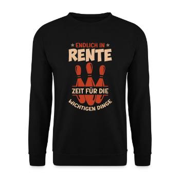 Rentner Bowling Pensionierung Renteneintritt - Unisex Pullover - Schwarz - Vorne - Alina (178cm) & Michal (187cm)