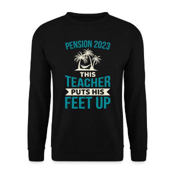 Pension 2023 this teacher puts his feet up - Unisex Sweatshirt - black - Front - Alina (178cm) & Michal (187cm)