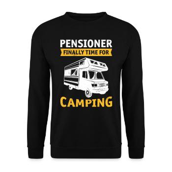 Rentner endlich Zeit zum Campen - Unisex Pullover - Schwarz - Vorne - Alina (178cm) & Michal (187cm)