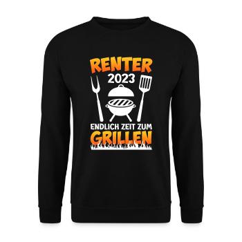 Rentner 2023 endlich zeit zum grillen - Unisex Pullover - Schwarz - Vorne - Alina (178cm) & Michal (187cm)