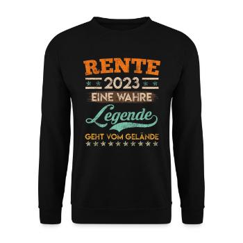 Rente 2023 eine Legende verlässt das Gelände - Unisex Pullover - Schwarz - Vorne - Alina (178cm) & Michal (187cm)
