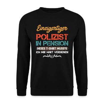 Polizist in Pension Pensionierung Polizist - Unisex Pullover - Schwarz - Vorne - Alina (178cm) & Michal (187cm)