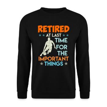 Basketballer in Rente Ruhestand Basketball Rente - Unisex Pullover - Schwarz - Vorne - Alina (178cm) & Michal (187cm)