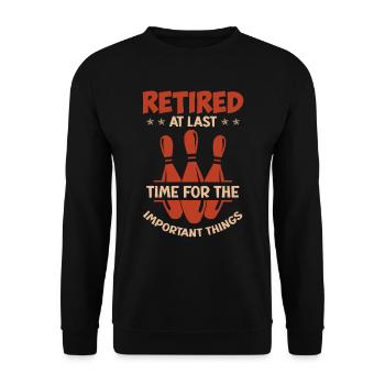 Rentner Bowling Pensionierung Renteneintritt - Unisex Pullover - Schwarz - Vorne - Alina (178cm) & Michal (187cm)