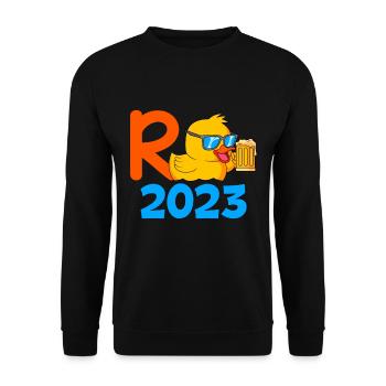 R Ente 2023 Rente 2023 Pensionierung Ruhestand - Unisex Pullover - Schwarz - Vorne - Alina (178cm) & Michal (187cm)