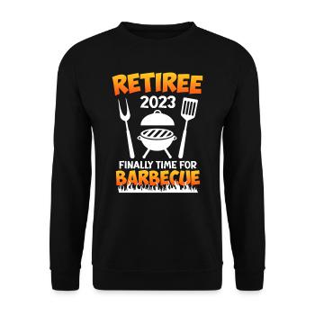 Rentner 2023 endlich zeit zum grillen - Unisex Pullover - Schwarz - Vorne - Alina (178cm) & Michal (187cm)