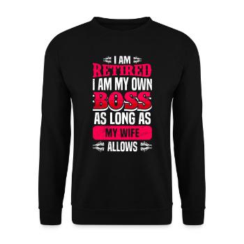 Retraite homme propre patron Retraite - Sweat-shirt Unisexe - noir - Devant - Alina (178cm) & Michal (187cm)