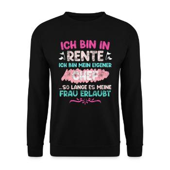 Rentner Renteneintritt Mann - Unisex Pullover - Schwarz - Vorne - Alina (178cm) & Michal (187cm)