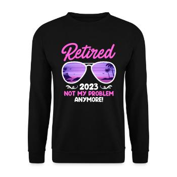Pension 2023 Pension de retraite des pensionnés - Sweat-shirt Unisexe - noir - Devant - Alina (178cm) & Michal (187cm)