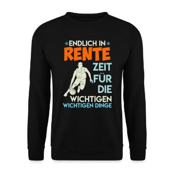 Basketballer in Rente Ruhestand Basketball Rente - Unisex Pullover - Schwarz - Vorne - Alina (178cm) & Michal (187cm)