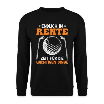 Golfer in Rente Zeit für wichtigen Dinge - Unisex Pullover - Schwarz - Vorne - Alina (178cm) & Michal (187cm)