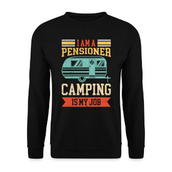 Rentner campen ist mein Job Camping - Unisex Pullover - Schwarz - Vorne - Alina (178cm) & Michal (187cm)
