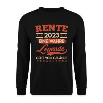 Rente 2023 eine Legende verlässt das Gelände - Unisex Pullover - Schwarz - Vorne - Alina (178cm) & Michal (187cm)