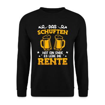 Rentner 2023 das schuften hat ein Ende Rente 2023 - Unisex Pullover - Schwarz - Vorne - Alina (178cm) & Michal (187cm)
