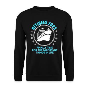 Pensioner 2023 boater skipper retirement - Unisex Sweatshirt - black - Front - Alina (178cm) & Michal (187cm)
