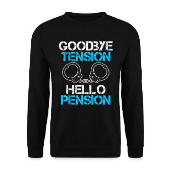 Rente 2023 Goodbye Tension Hello Pension - Unisex Sweatshirt - black - Front - Alina (178cm) & Michal (187cm)