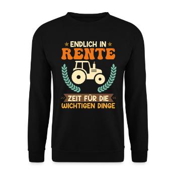 Landwirt in Rente Bauernhof Rentner Traktor - Unisex Pullover - Schwarz - Vorne - Alina (178cm) & Michal (187cm)