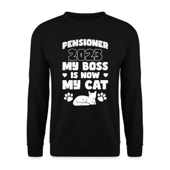 Retraité 2023 mon patron est maintenant mon chat - Sweat-shirt Unisexe - noir - Devant - Alina (178cm) & Michal (187cm)