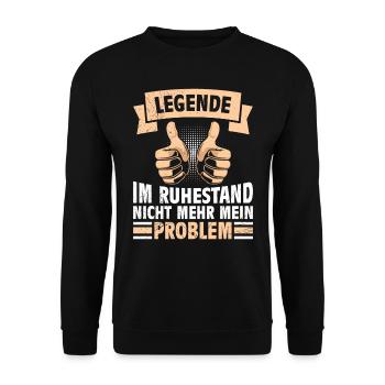Legende im Ruhestand Rentner Renteneintritt - Unisex Pullover - Schwarz - Vorne - Alina (178cm) & Michal (187cm)