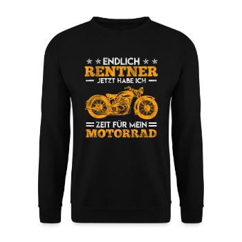 Zeit fürs Motorrad Motorradfahrer Rente - Unisex Pullover - Schwarz - Vorne - Alina (178cm) & Michal (187cm)