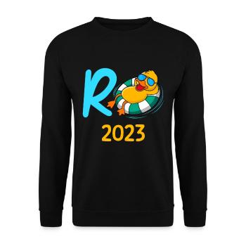 Rente 2023 R-Ente Pensionierung Ruhestand - Unisex Pullover - Schwarz - Vorne - Alina (178cm) & Michal (187cm)