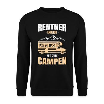 Rentner Zeit zum campen Camping Camper - Unisex Pullover - Schwarz - Vorne - Alina (178cm) & Michal (187cm)